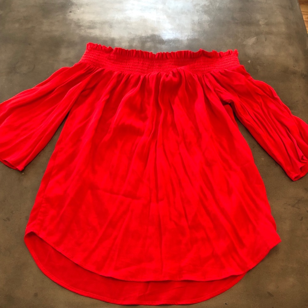 Off the shoulder red top